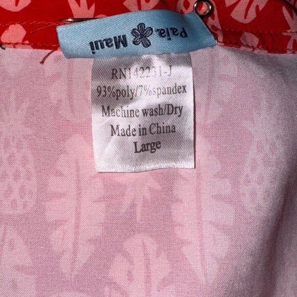Rip Skirt Hawaii Womens L Wrap Skirt‎ Length 2 Cover Up Red Pink Pineapple - Picture 5 of 6